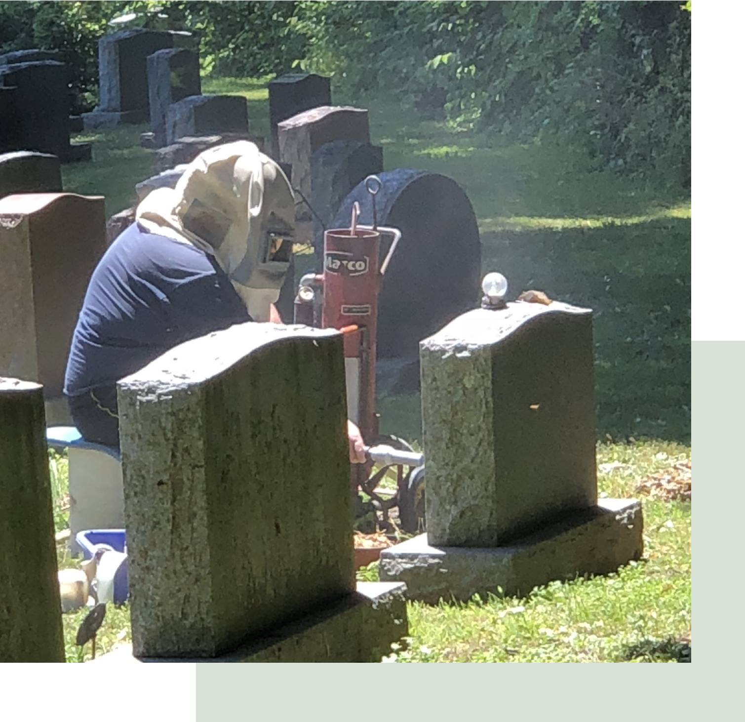 Onsite engraving of a memorial